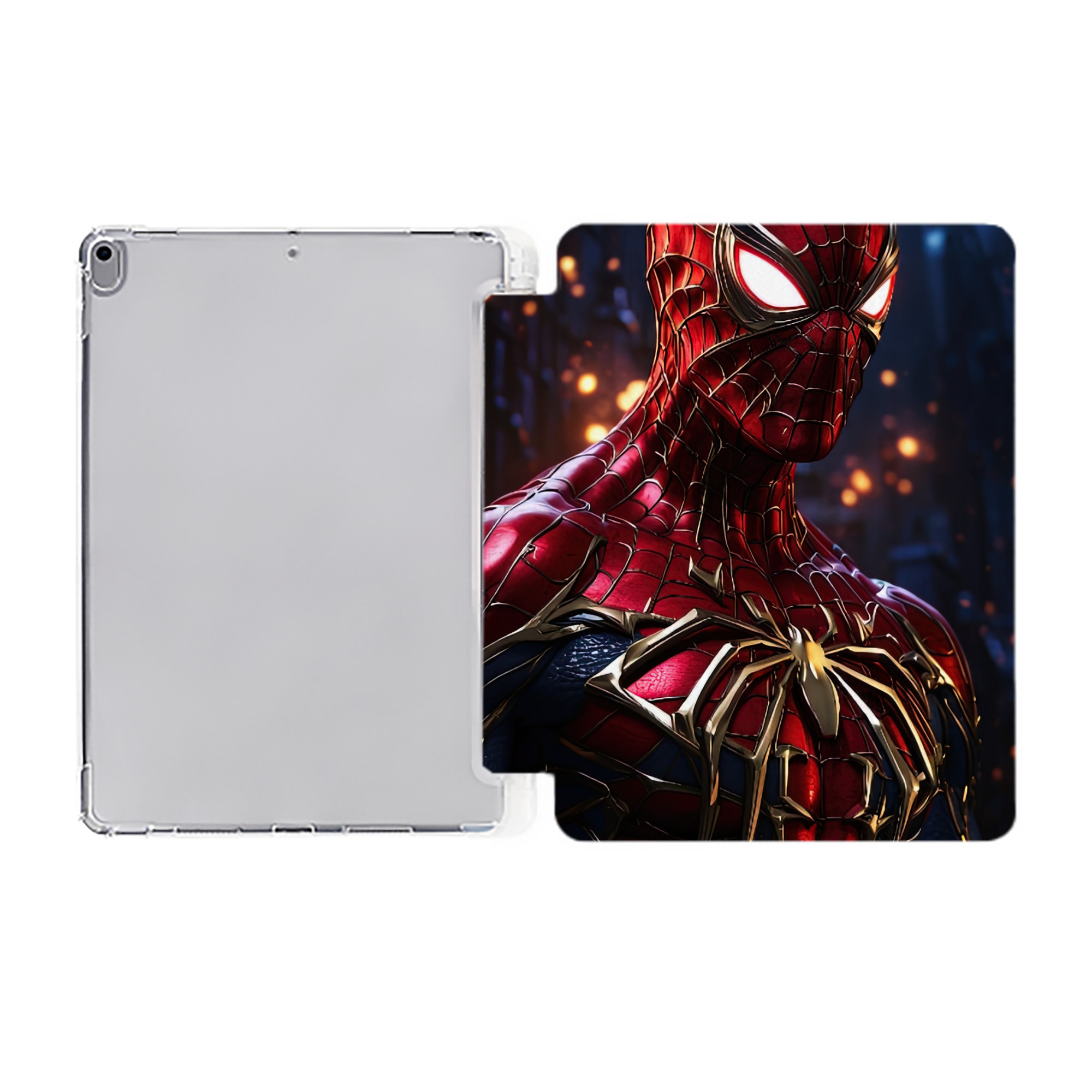 （画像用） Spider Man スパイダーマン IPad ケース ペン収納付き 三つ折りスタンド PUレザー×シリコン 対応機種9.5/10.5/10.9インチ